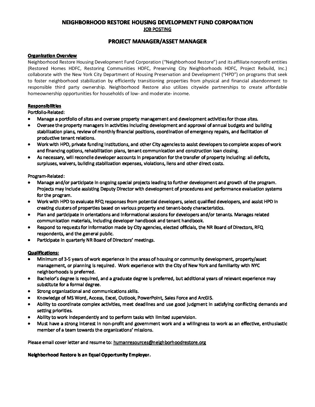 Job Opportunities - Neighborhood Restore